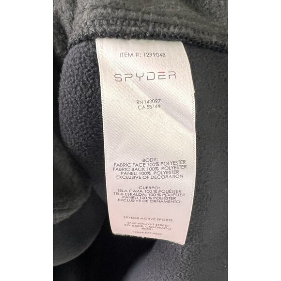 Spyder Pullover Jacket Men's XL Black Waffle Knit Fleece Lined 1/4 Zip Red Logo - Picture 5 of 10